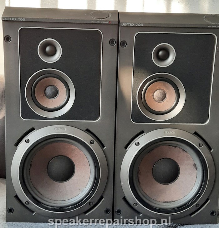 REL Q100E woofer voorzien van een nieuwe foamrand